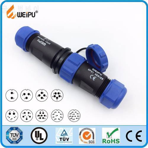 Weipu SP21 Waterproof IP68 Connector 2 3 4 5 7 9 12 Pin In-line Cable Socket SP2110 Male Plug and SP2111 Female Socket