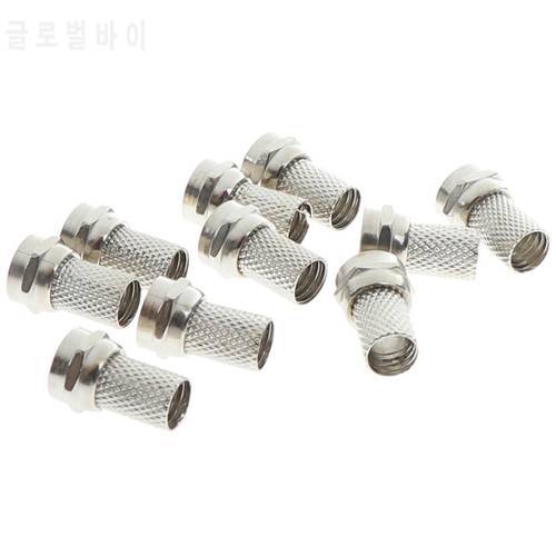 10Pcs 75-5 F Connector Screw On Type For RG6 Satellite TV Antenna Coax Cable
