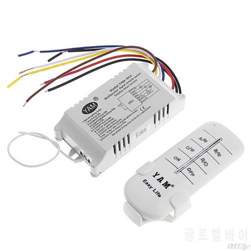 220V 1/2/3/4 Ways Wireless ON/OFF Lamp Remote Control Switch Receiver Transmitter New qiang