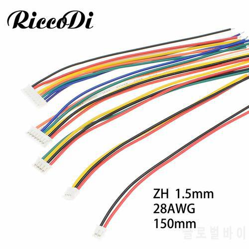 5/10Pcs Length 150mm Mini Micro ZH 1.5mm 2/3/4/5/6/7/8/9/10 Pin JST Connector Single Plug With Wires Cables 15cm