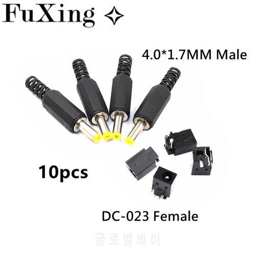 10Pcs DC-023 4.0mm x 1.7mm Black DC Power Jack Socket Connector DC023A 4.0*1.7mm Male 4.0x1.7 1.7mm needle DC Female Jack DC023