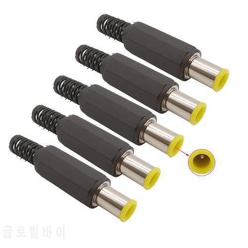 5Pcs 6.5mm x 4.4mm with 1.3mm Pin DC Connector 6.5*4.4 mm DC Power Male Plug Jack Charger DIY Parts Adapter Yellow Head