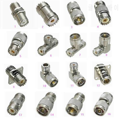 1Pcs Adapter UHF PL259 SO239 to UHF / N Male Plug & Female Jack Straight & Right Angle & Flange & T Type RF Coaxial Connector