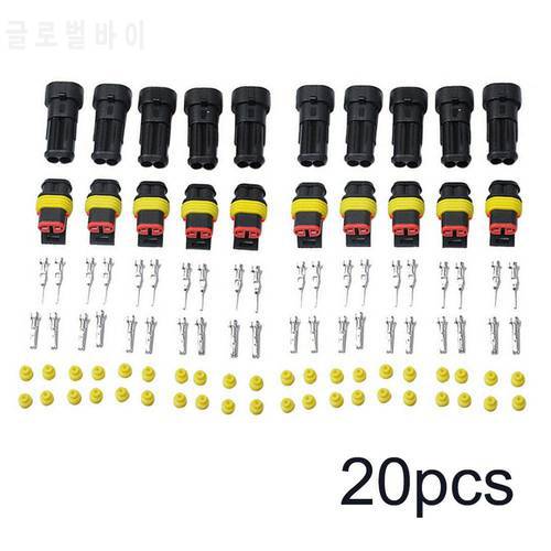 Promotion 10 Kit 20pcs 2 Pin Way Waterproof Electrical Wire Connector Plug
