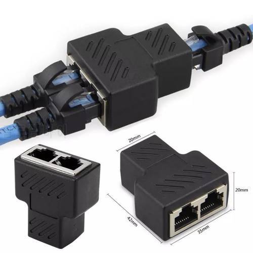1PCS 1 to 2 Way RJ45 Female Splitter Ethernet Network LAN Cable Dual Connector Port Adapter Coupler for Laptop Docking Stations