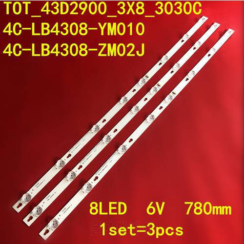 3 PCS LED Backlight Strip for Thomson 43UC6306 43UC6406 TCL 43S303 43S305 43DP608 D43A810 TOT_43D2900_3X8 OEM43LB06_LED3030F2.1