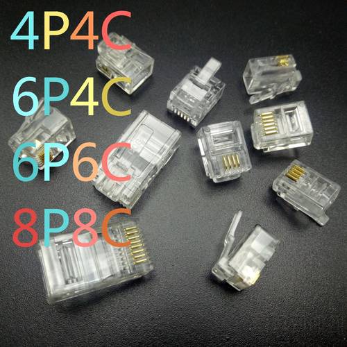 20pcs 4Pin 6Pin 8Pin Cable End Connectors Plugs telephone connector internet connector... RJ9 4P4C RJ11 6P2C 6P4C 6P6C RJ45 8P8C