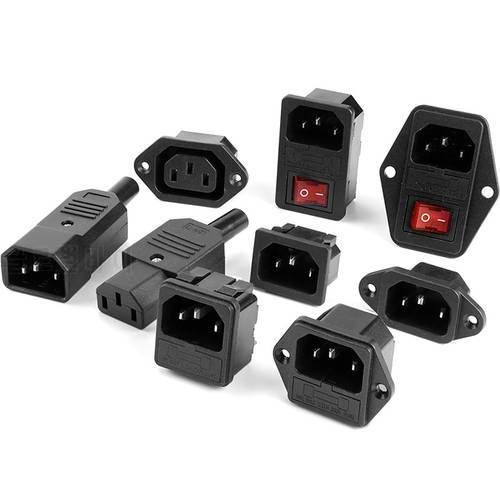 Black CE IEC320 C13 C14 AC Power Panel Socket PDU UPS Rewirable Wiring Plug Electric Battery Receptacle Docking Outlet 10A 250V