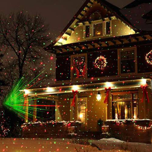 Outdoor Christmas Laser Projector Light Full Sky Star Red Green LED Stage Lamp Outside Garden Patio Lawn Landscape Laser Light