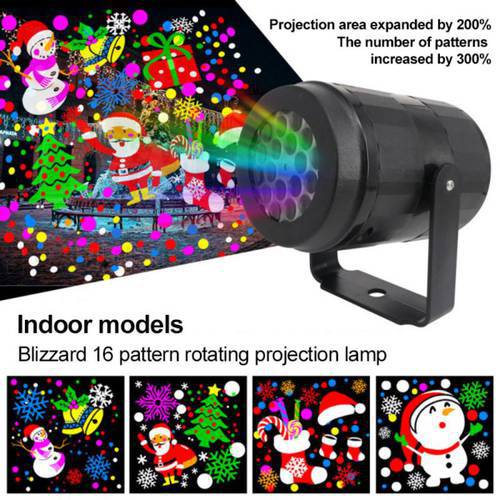 1PC New Christmas LED Laser Projection Lamp 16 Patterns Party Christmas Santa Blizzard Christmas Projector Christmas Decoration