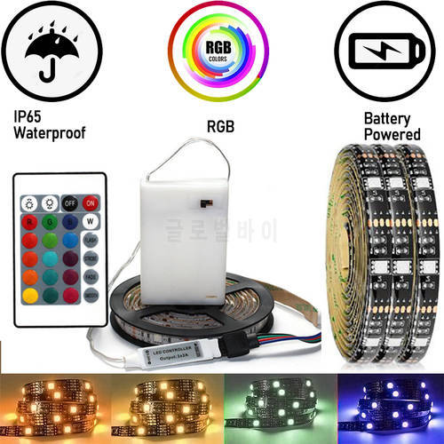 Led Strip on Batteries 5050/2835 Remote Control Battery TV/PC Backlight Flexible Diode Light Tape Waterproof Led Lights for Room