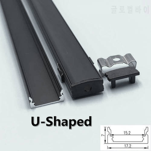 1-30/PCS 0.5m Black U Style LED Aluminum Profile For 5050 5630 Channel Holder Milky/Black Cover Closet Linear Bar Strip Lights