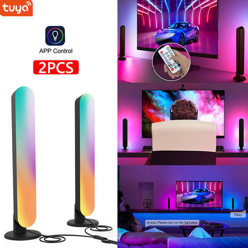 2Pcs New RGB Music Backlights Tuya APP Control Smart Night Light Bars Works WiFi+BLE LED Light for Gaming TV Decoration Lamp
