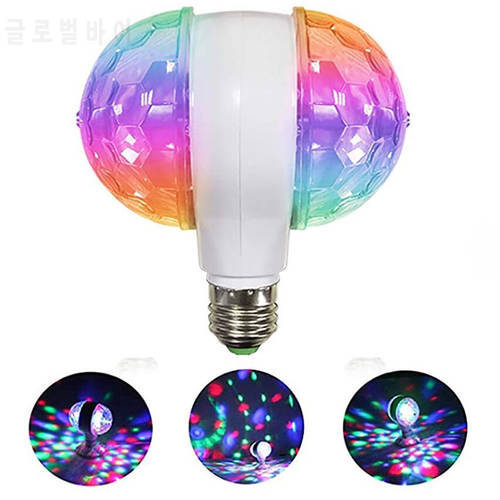 E27 LED Dual Head Magic Stage Disco Lamp Rotating headed 6W LED Stage Light Colorful Light Bulb For Holiday Party Bar KTV Disco
