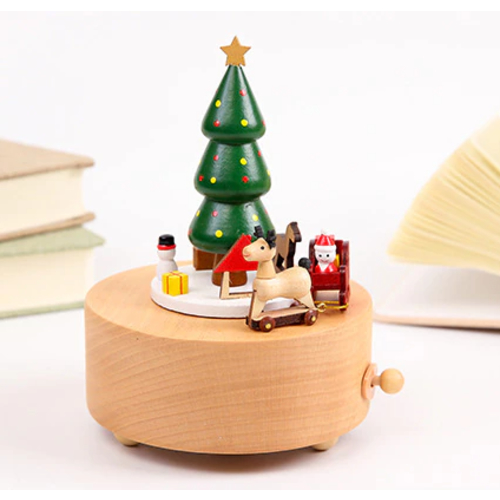 Elk/chirsmas Tree Beech Music Box,Handmade Wooden Crafts,Home Decor,Christmas Decor