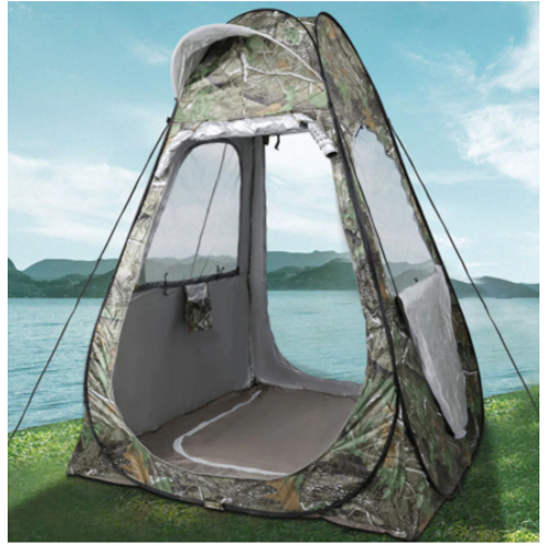 Ice Fishing Tent Camouflage Anti-mosquito Raft Set Up Rain-proof Sunscreen Double Doors 2Windows Pop Up Quick Open 150*150*190Cm
