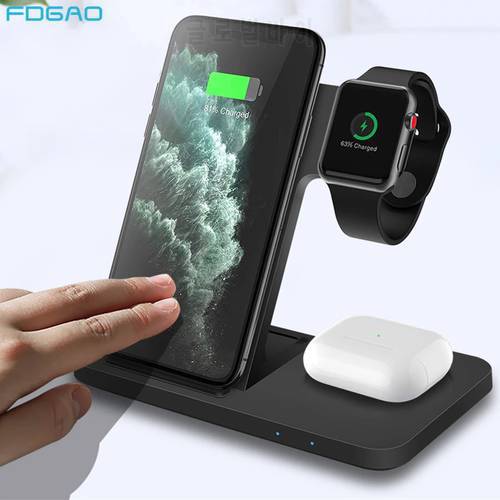 15W 3 in 1 Qi Wireless Charger for iPhone 13 12 11 Pro XS X 8 Fast Charging Dock Station For Apple Watch 7 6 5 4 3 2 AirPods Pro